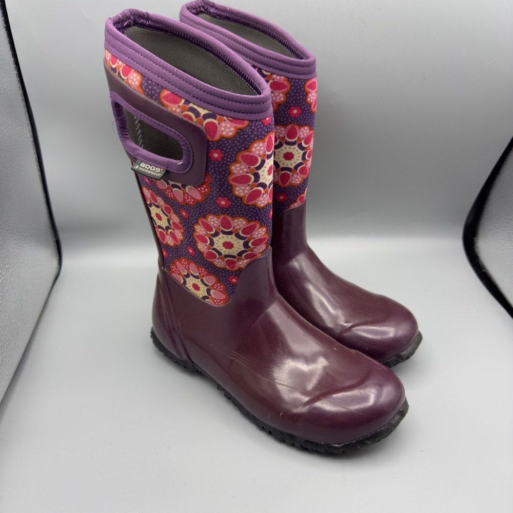 BOGS Girls North Hampton Kaleidoscope Waterproof Insulated Boots Size 3 Purple